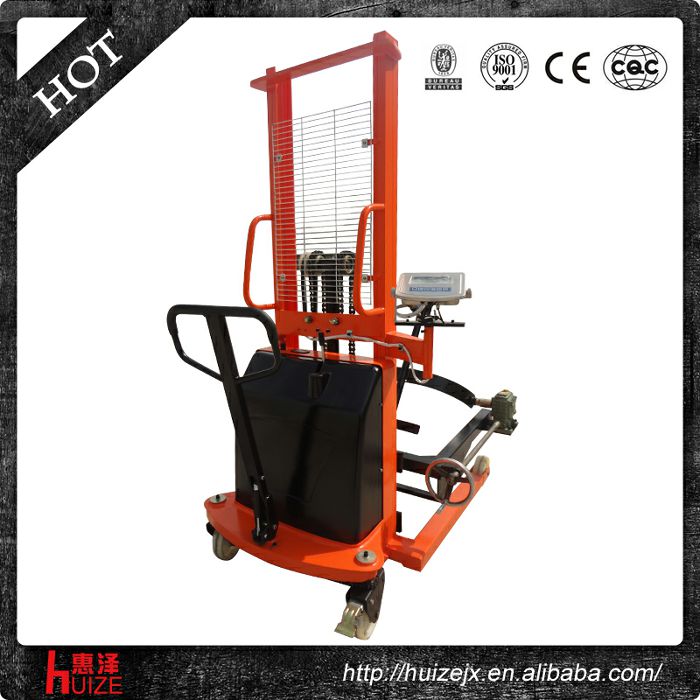 半電動(dòng)稱(chēng)重油桶車(chē)（夾鐵桶，手搖翻轉(zhuǎn)倒料）4